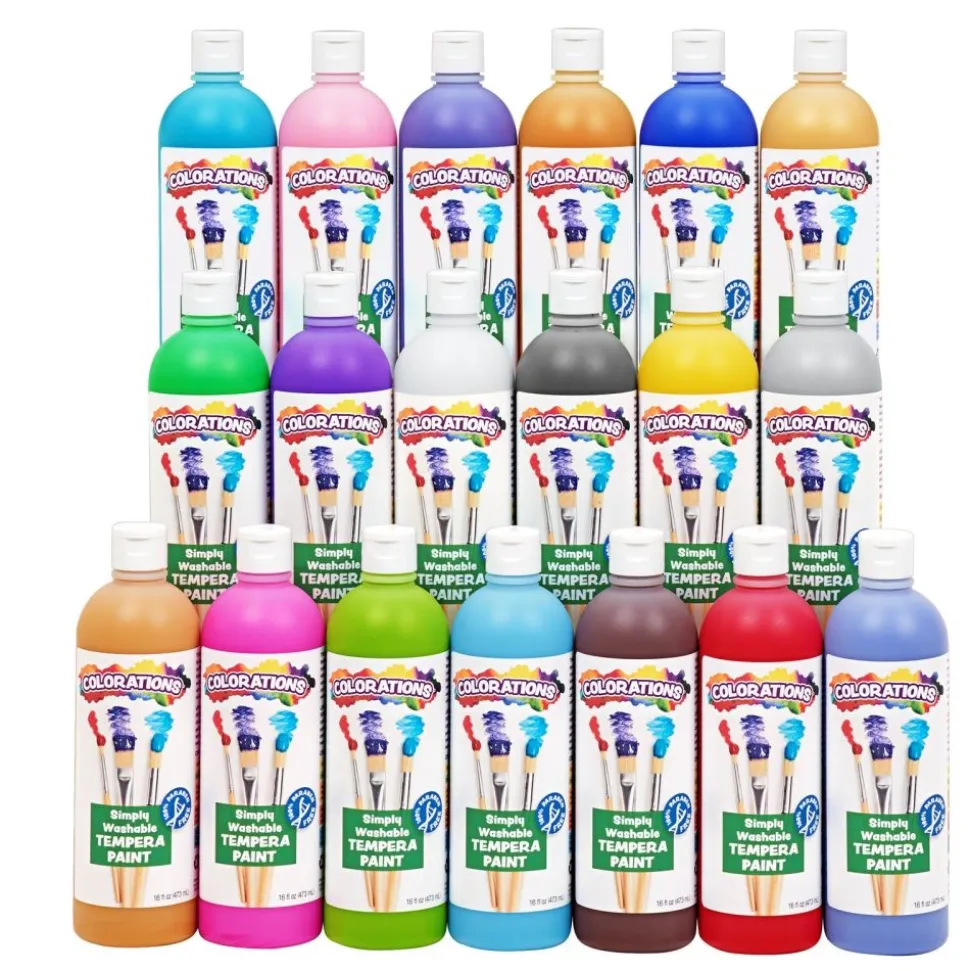 Colorations® Paraben- Free Simply Washable Tempera Paints, 16 oz. Set of 19