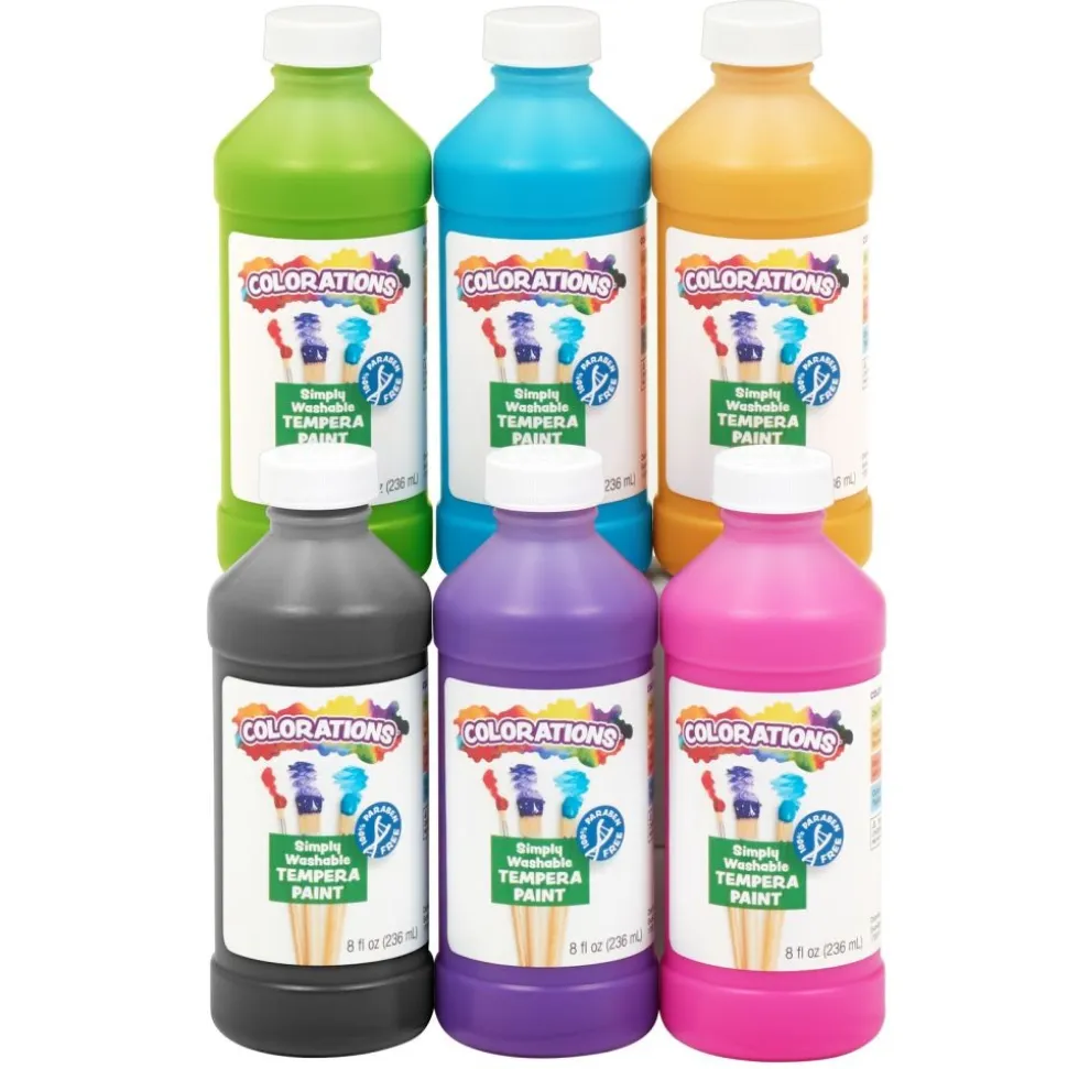 Colorations® Paraben-Free Simply Washable Tempera Paint 8 oz. - Set of 6