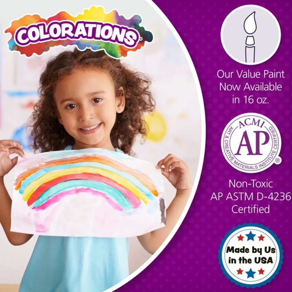 Colorations® Paraben-Free Simply Tempera Paint 16 oz. - Set of 6