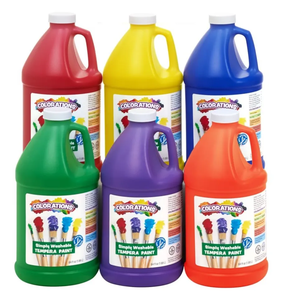 Colorations® Paraben-Free Simply Washable Tempera Paint, Rainbow Set- 6 Colors, 1/2 Gallon