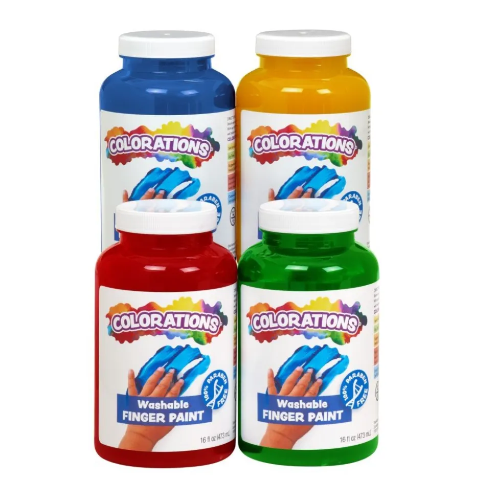 Colorations® Paraben-Free Washable Fingerpaint, 4 Colors, 16 fl oz each