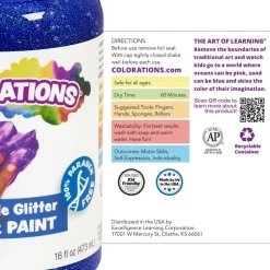 Colorations® Paraben-Free Washable Glitter Finger Paint, Set of 5 - 16 oz.