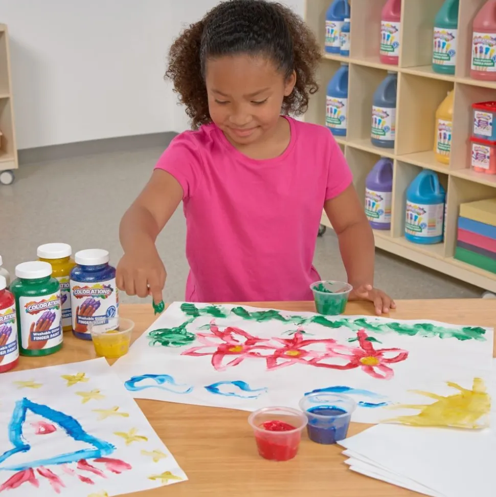 Colorations® Paraben-Free Washable Glitter Finger Paint, Set of 5 - 16 oz.