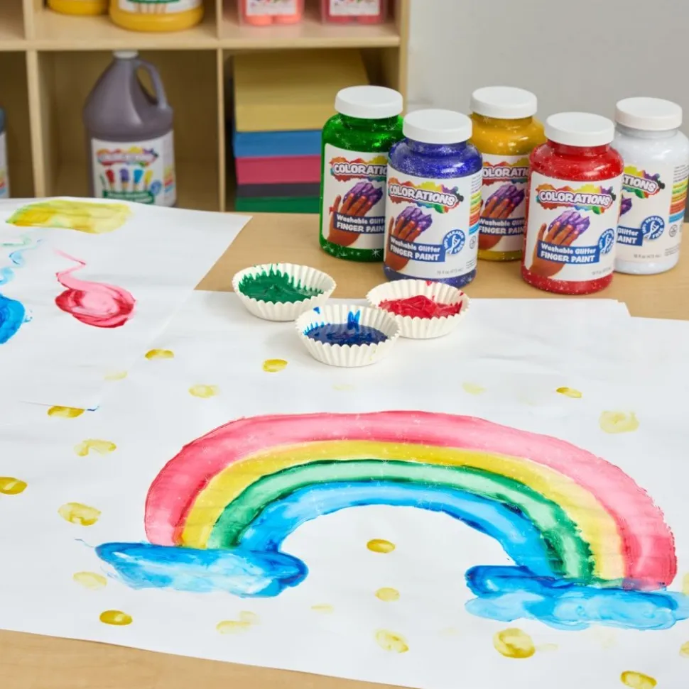 Colorations® Paraben-Free Washable Glitter Finger Paint, Set of 5 - 16 oz.