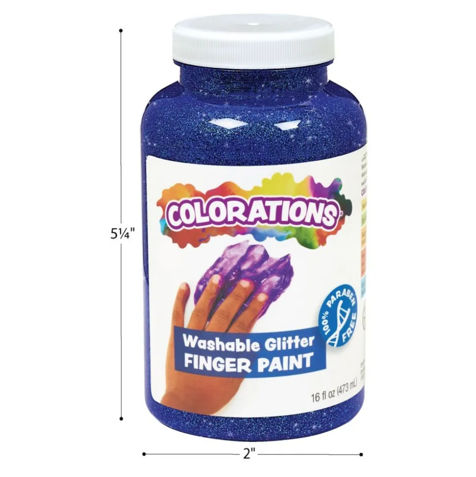 Colorations® Paraben-Free Washable Glitter Finger Paint, Set of 5 - 16 oz.