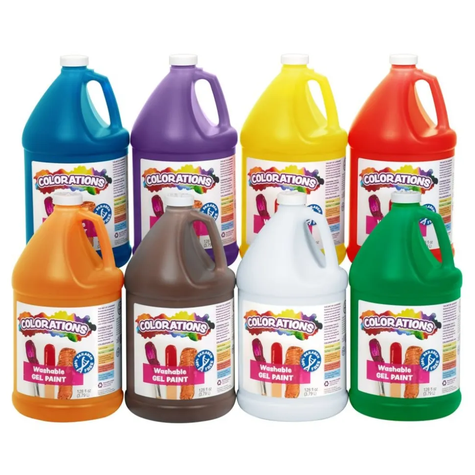 Colorations® Paraben-Free Washable Gel Paint Gallon - Set of 8