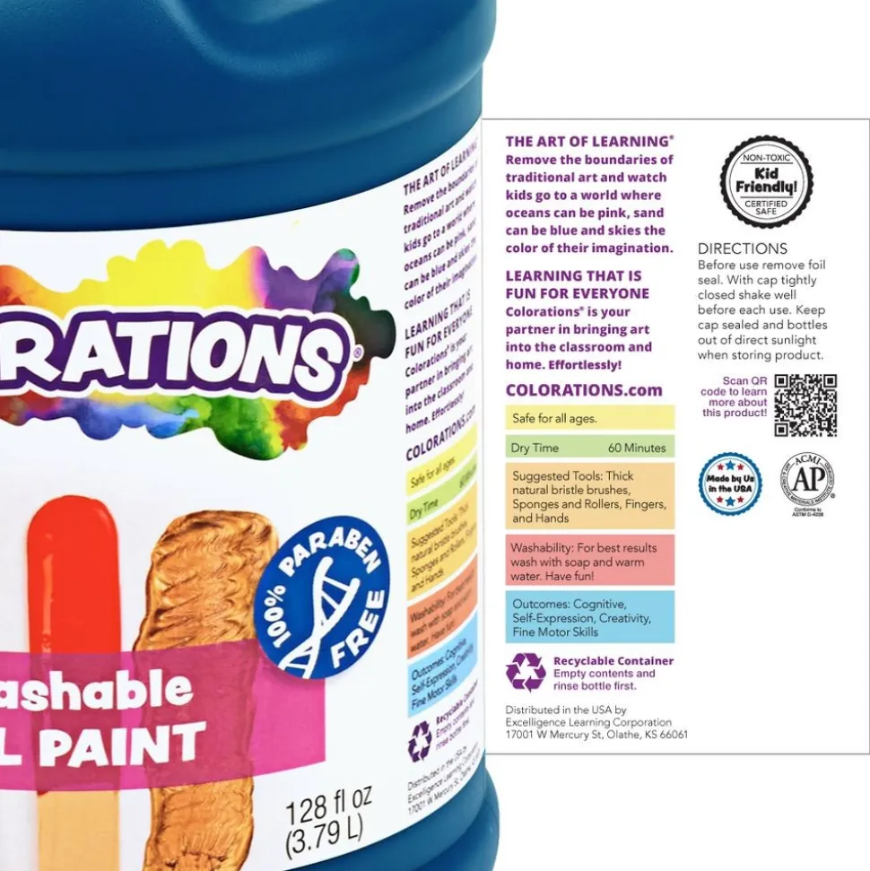 Colorations® Paraben-Free Washable Gel Paint Gallon - Set of 8