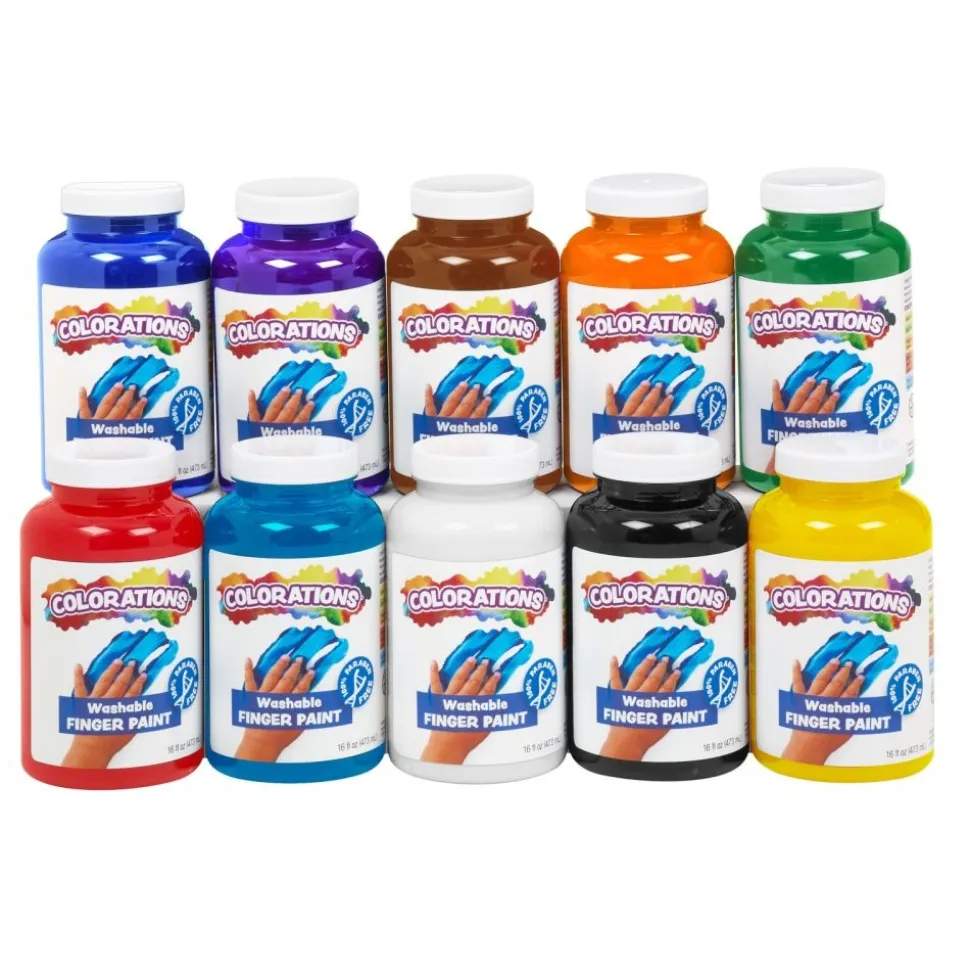 Colorations® Paraben-Free Washable Finger Paints - 10 Colors, 16 fl oz each