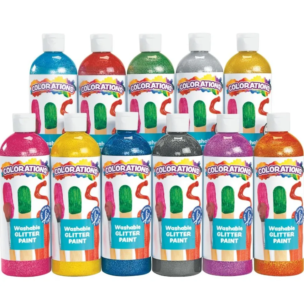 Colorations® Paraben-Free Washable Glitter Paints, 16 oz. - Set of 11