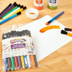 Colorations® Plastic Handle Chubby Paint Brushes with Nylon Bristles - Set of 10