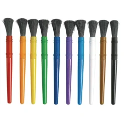 Colorations® Plastic Handle Chubby Paint Brushes with Nylon Bristles - Set of 10