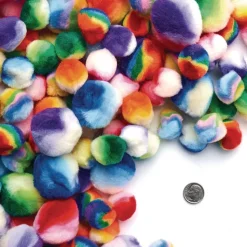 Colorations® Rainbow Striped Pom-Poms - 180 Pieces