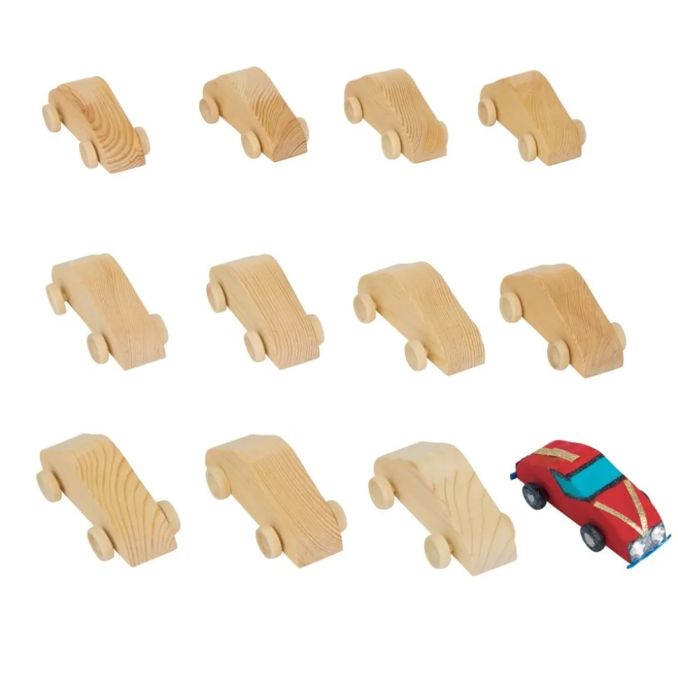 Colorations® Real Rolling Wooden Cars - Set of 12