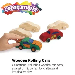 Colorations® Real Rolling Wooden Cars - Set of 12