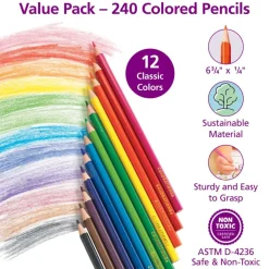 Colorations® Regular Size Colored Pencils Value Pack - Set of 240