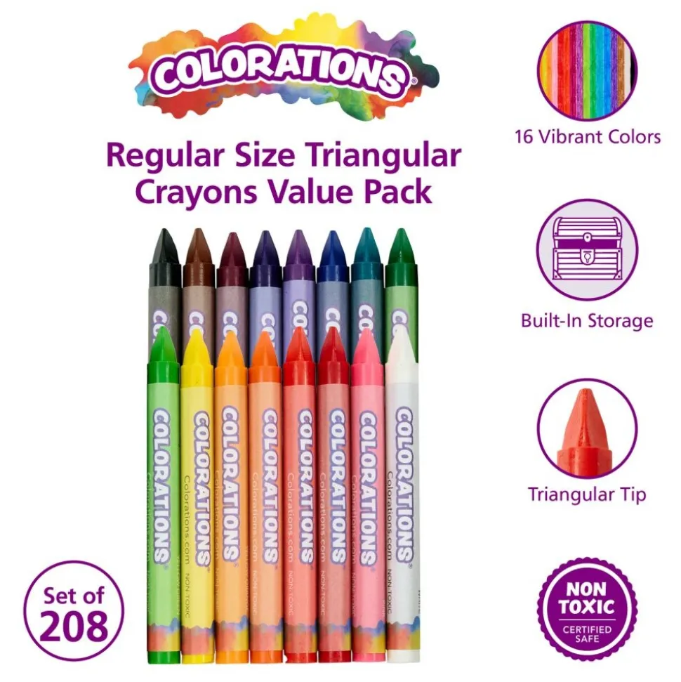 Colorations® Regular Size Triangular Crayons Value Pack - Set of 208