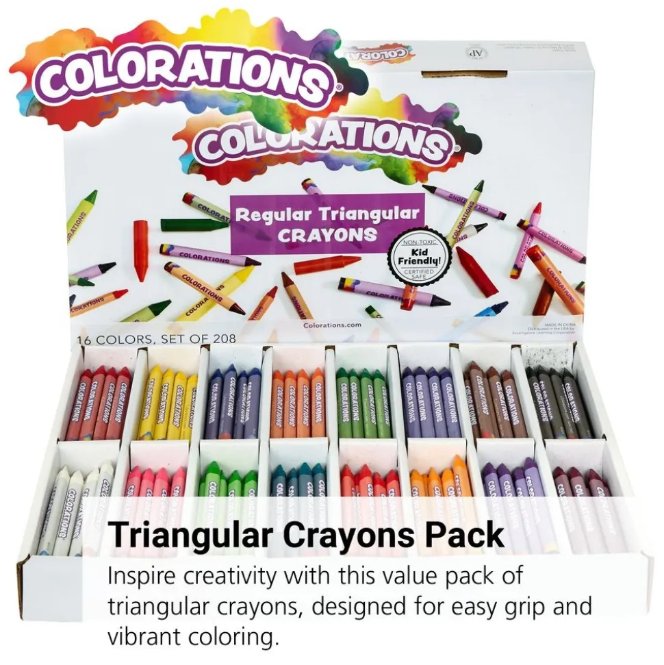 Colorations® Regular Size Triangular Crayons Value Pack - Set of 208