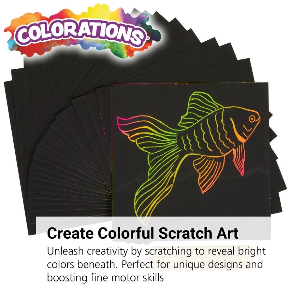 Colorations® Scratch Art Boards - 25 boards with 5 Sticks