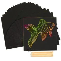 Colorations® Scratch Art Boards - 25 boards with 5 Sticks