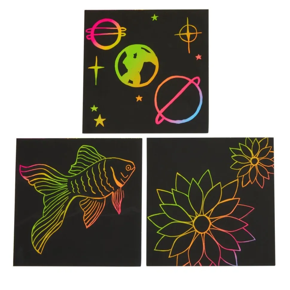 Colorations® Scratch Art Boards - 25 boards with 5 Sticks