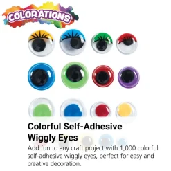 Colorations® Self Adhesive Color Wiggly Eyes - Set of 1000