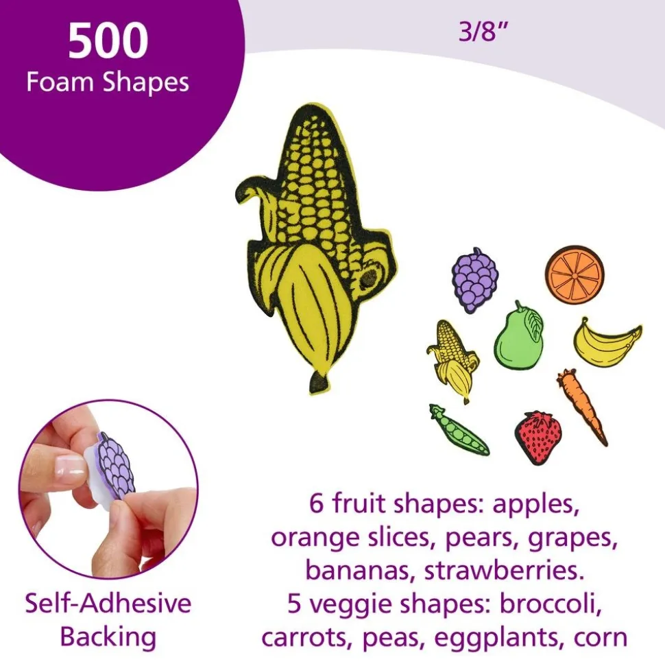 Colorations® Self-Adhesive Fruit & Veggie Foam - 500 pieces