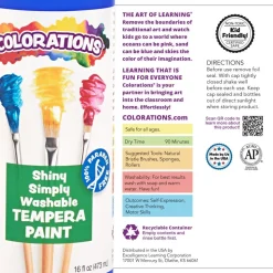 Colorations® Simply Shiny Washable Tempera, 16 oz. - Set of All 8
