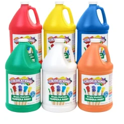Colorations® Simply Washable Tempera Paint Gallon & Roll Set - 6 Colors