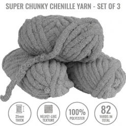 Colorations® Super Chunky Chenille Yarn, Warm Gray - Set of 3