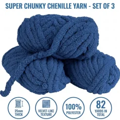 Colorations® Super Chunky Chenille Yarn, Navy - Set of 3