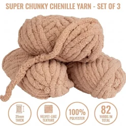 Colorations® Super Chunky Chenille Yarn, Natural Cream - Set of 3