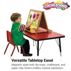 Colorations® Tabletop Easel featuring magnetic dry erase board, chalkboard and clips to hold paper