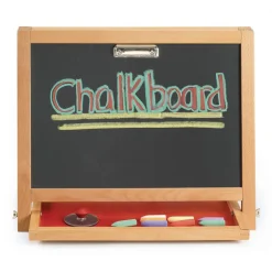 Colorations® Tabletop Easel featuring magnetic dry erase board, chalkboard and clips to hold paper