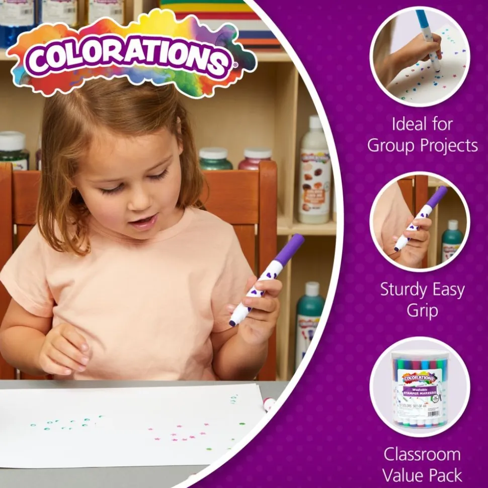 Colorations® Washable Marker Stamper Bucket - 44 Pieces