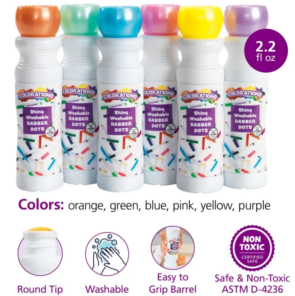 Colorations® Washable Shiny Dabber Dot Markers - Set of 6