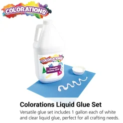 Colorations® White & Clear Liquid Glue, 1 Gallon of Each