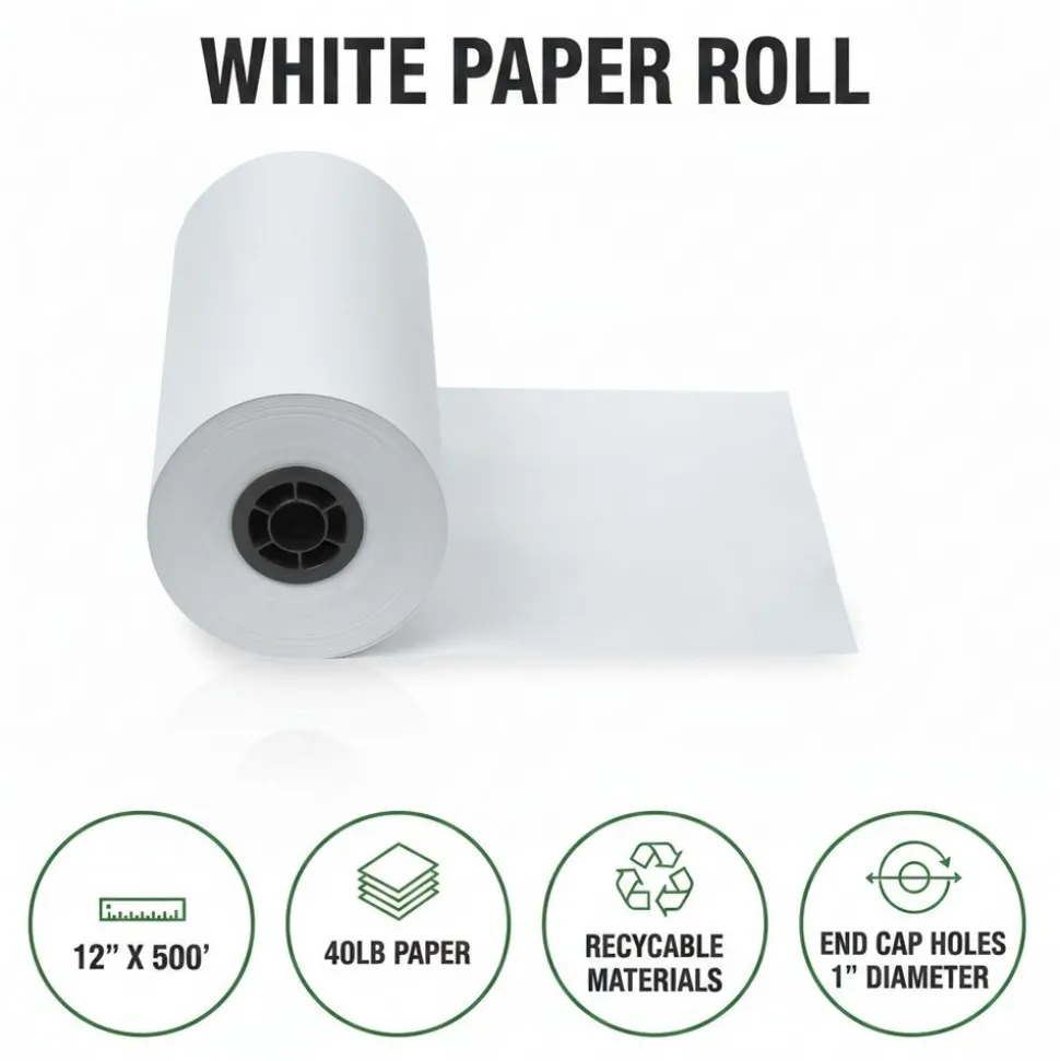 Colorations® White Paper Roll - 12" x 500' Heavyweight 40 lb Multi-Purpose Art Paper