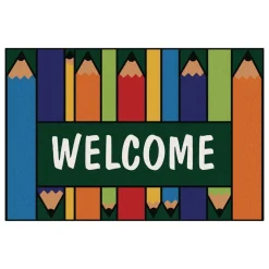 Colorful Pencils Welcome 3' x 4'6" Rectangle Kids Value Carpet