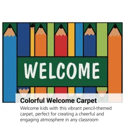 Colorful Pencils Welcome 4' x 6' Rectangle Kids Value Carpet