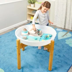 Cosy White Tuff Tray with Wood Stand