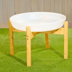 Cosy White Tuff Tray with Wood Stand