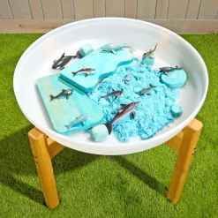 Cosy White Tuff Tray with Wood Stand
