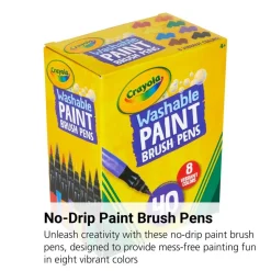Crayola® No Drip Paint Brush Pens, 40 Count, 8 Colors