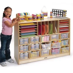 15-Cubbie Sectional Mobile Storage with Clear Trays