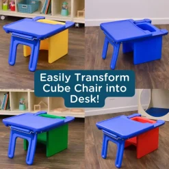 Cube Chair with Tray - Blue