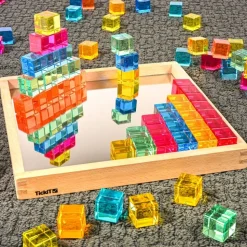 100 Cube Gems in Mirror Tray