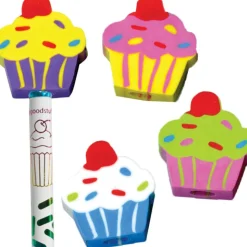 Cupcake Birthday Pencils And Erasers Kit - 12 pencils