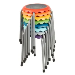 Daisy Stackable Stool Set, Colorful Flexible Seating, 17in Seat Height, 8-Piece