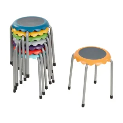 Daisy Stackable Stool Set, Colorful Flexible Seating, 17in Seat Height, 8-Piece