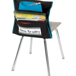 Deluxe Chair Pockets with Pencil Case - 6 Pack - Black/Turquoise